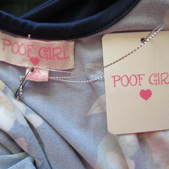 NWT Girl's POOF GIRL Open Front Shorts Dress Size XL Blue Floral Print - Picture 3 of 9